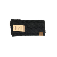 Load image into Gallery viewer, CC Head Wrap Solid Cable Knit W/Sherpa Lining