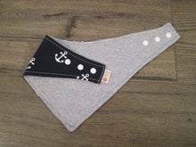 Load image into Gallery viewer, Nautical Navy Blue w/Anchor – Snap On Bandana