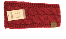Load image into Gallery viewer, CC Head Wrap Solid Cable Knit W/Sherpa Lining