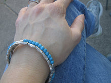 Load image into Gallery viewer, Turquoise Jewelry Bracelet Silver Beaded Bangle