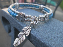 Load image into Gallery viewer, Turquoise Jewelry Bracelet Silver Beaded Bangle