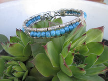 Load image into Gallery viewer, Turquoise Jewelry Bracelet Silver Beaded Bangle