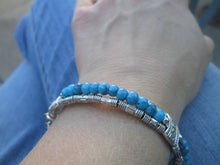 Load image into Gallery viewer, Turquoise Jewelry Bracelet Silver Beaded Bangle