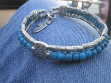 Load image into Gallery viewer, Turquoise Jewelry Bracelet Silver Beaded Bangle