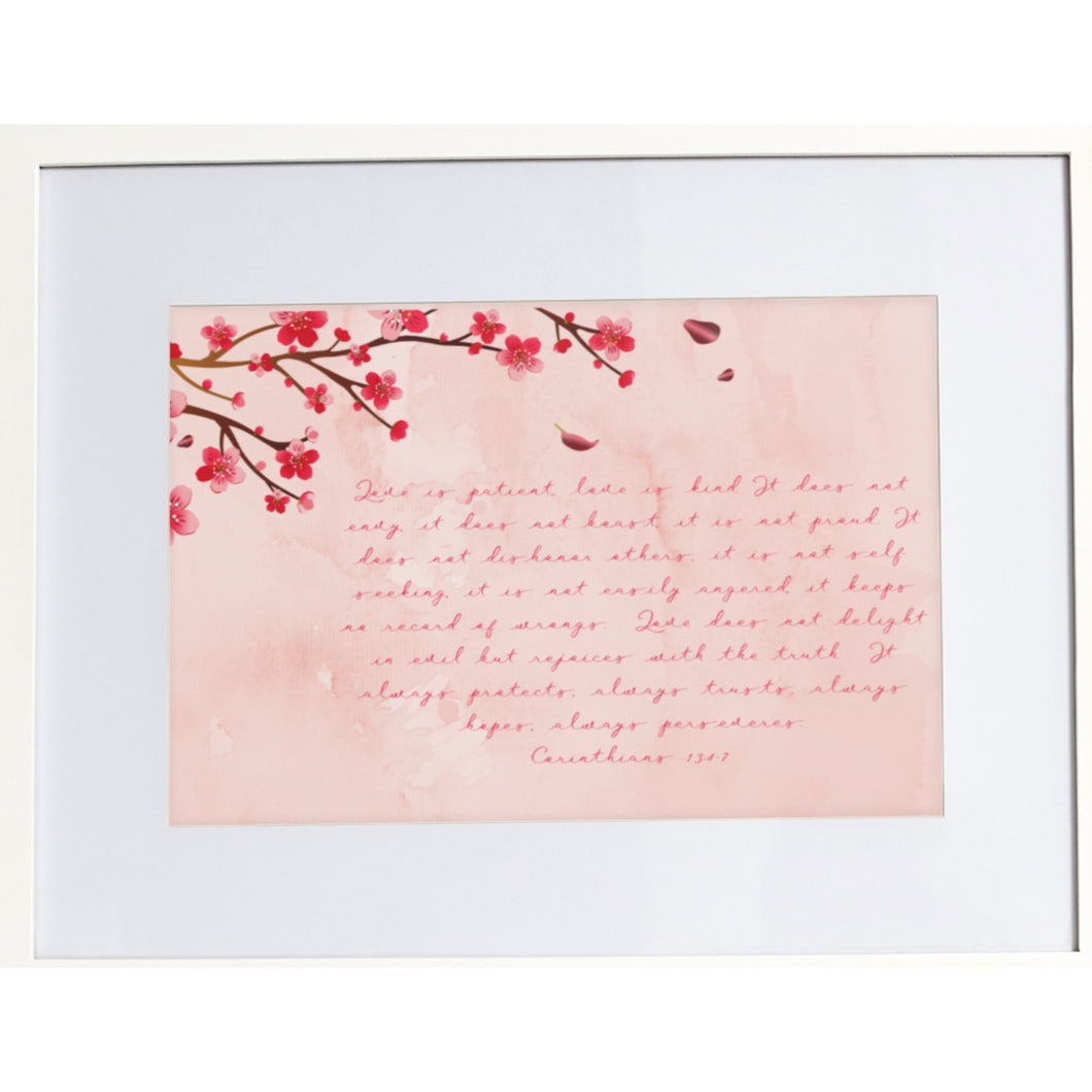 Bible Verse Prints Love Is Kind Patient 1 Corinthians 13:4-7 Pink Tree Gift Her