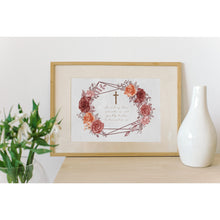 Load image into Gallery viewer, Bible Verse Art Print Ecclesiastes 4:12 Cross Rose Wreath 8x10 UNFRAMED