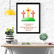Load image into Gallery viewer, Cross Art Print Bible Scripture Quote John 1 24:25 Jesus Christ Resurrection