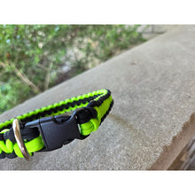 Load image into Gallery viewer, Neon Green &amp; Black Handmade Paracord Dog Collar