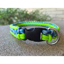 Load image into Gallery viewer, Icy Blue &amp; Neon Green Handmade Paracord Dog Collar