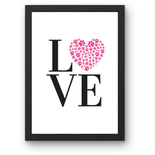 Load image into Gallery viewer, Love Heart Shaped Paw Print Wall Art Dog Cat Pet Home Decor Hot Pink UNFRAMED
