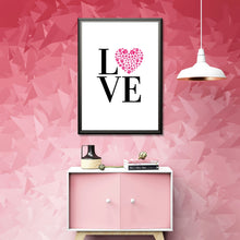 Load image into Gallery viewer, Love Heart Shaped Paw Print Wall Art Dog Cat Pet Home Decor Hot Pink UNFRAMED