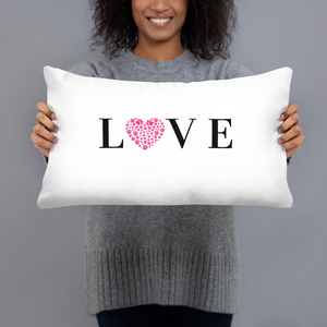 Love Pillow Pink Paw Print Heart White 12x20" Home Valentines Day Decor Gift