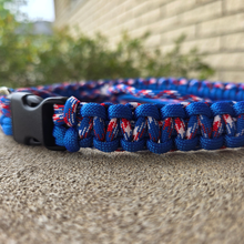 Load image into Gallery viewer, Handmade Patriotic Paracord Dog Collar – Red White &amp; Blue Collection