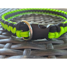 Load image into Gallery viewer, Neon Green &amp; Black Handmade Paracord Dog Collar