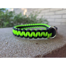 Load image into Gallery viewer, Neon Green &amp; Black Handmade Paracord Dog Collar