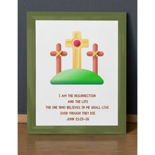 Load image into Gallery viewer, Cross Art Print Bible Scripture Quote John 1 24:25 Jesus Christ Resurrection