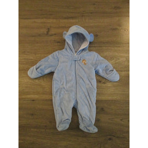 Baby Boys Bunting 0-3 Month Infant Coveralls Zip Up Hooded Footed Fleece Monkey