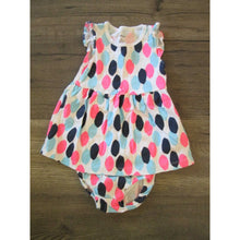 Load image into Gallery viewer, Baby Girl&#39;s Outfit 6 Months Infant Sun Dress Bloomers Neon Pink Blue Polka Dots