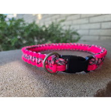 Load image into Gallery viewer, Pink Camouflage &amp; Pink Handmade Paracord Dog Collar