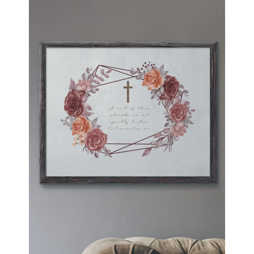 Wall Art Prints Cross Rose Wreath Bible Verse Ecclesiastes 4:12 Love Marriage