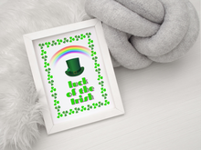 Load image into Gallery viewer, Luck of the Irish Home Sign (Shamrock, Rainbow &amp; Leprechaun Hat)