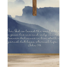 Load image into Gallery viewer, Bible Verse Art Print John 3:16 Cross Mountains 8x10 UNFRAMED