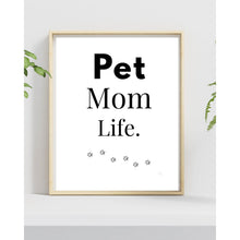 Load image into Gallery viewer, Pet Mom Life Wall Art Print – Pet Lover Home Decor – 8x10 UNFRAMED