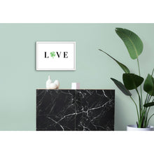 Load image into Gallery viewer, Shamrock Paw Print LOVE Sign Wall Art St Patricks Day Decor Green Cloverleaf