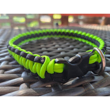 Load image into Gallery viewer, Neon Green &amp; Black Handmade Paracord Dog Collar