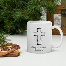 Load image into Gallery viewer, Jesus Is Our Savior Coffee Mug 11 Oz Black Cross