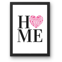 Load image into Gallery viewer, Heart Shaped Paw Print Art Dog Cat Pet Lover Home Decor Hot Pink PRINT ONLY