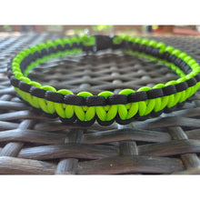 Load image into Gallery viewer, Neon Green &amp; Black Handmade Paracord Dog Collar
