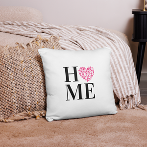 Valentines Day Pillow Pink Paw Print Heart White 18" Square Home Decor Gift