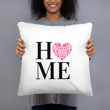 Load image into Gallery viewer, Valentines Day Pillow Pink Paw Print Heart White 18&quot; Square Home Decor Gift