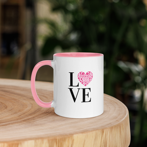 Love Paw Print Coffee Mug 11 Oz - Pink Interior