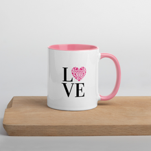 Load image into Gallery viewer, Love Paw Print Coffee Mug 11 Oz - Pink Interior