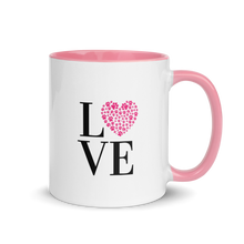 Load image into Gallery viewer, Love Paw Print Coffee Mug 11 Oz - Pink Interior