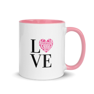 Love Paw Print Coffee Mug 11 Oz - Pink Interior