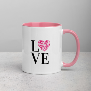 Love Paw Print Coffee Mug 11 Oz - Pink Interior