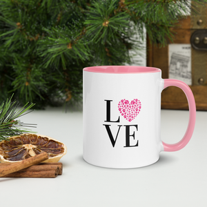 Love Paw Print Coffee Mug 11 Oz - Pink Interior