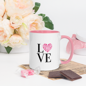 Love Paw Print Coffee Mug 11 Oz - Pink Interior