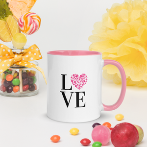 Love Paw Print Coffee Mug 11 Oz - Pink Interior