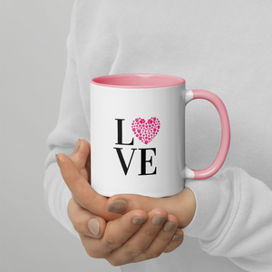 Love Paw Print Coffee Mug 11 Oz - Pink Interior