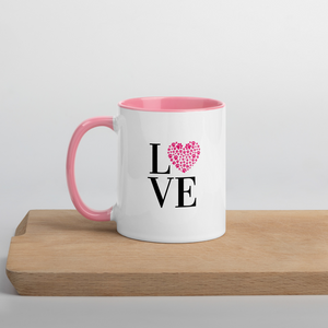 Love Paw Print Coffee Mug 11 Oz - Pink Interior