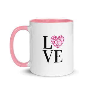 Love Paw Print Coffee Mug 11 Oz - Pink Interior