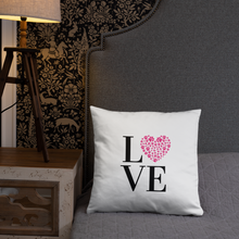 Load image into Gallery viewer, Love Pillow Pink Paw Print Heart White 18&quot; Square Home Valentines Day Decor Gift