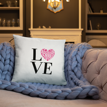 Load image into Gallery viewer, Love Pillow Pink Paw Print Heart White 18&quot; Square Home Valentines Day Decor Gift