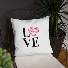 Load image into Gallery viewer, Love Pillow Pink Paw Print Heart White 18&quot; Square Home Valentines Day Decor Gift