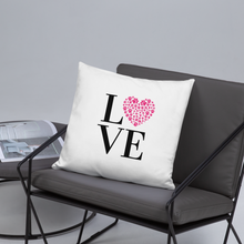 Load image into Gallery viewer, Love Pillow Pink Paw Print Heart White 18&quot; Square Home Valentines Day Decor Gift