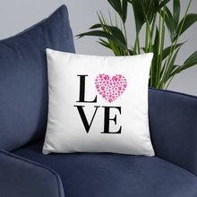 Load image into Gallery viewer, Love Pillow Pink Paw Print Heart White 18&quot; Square Home Valentines Day Decor Gift